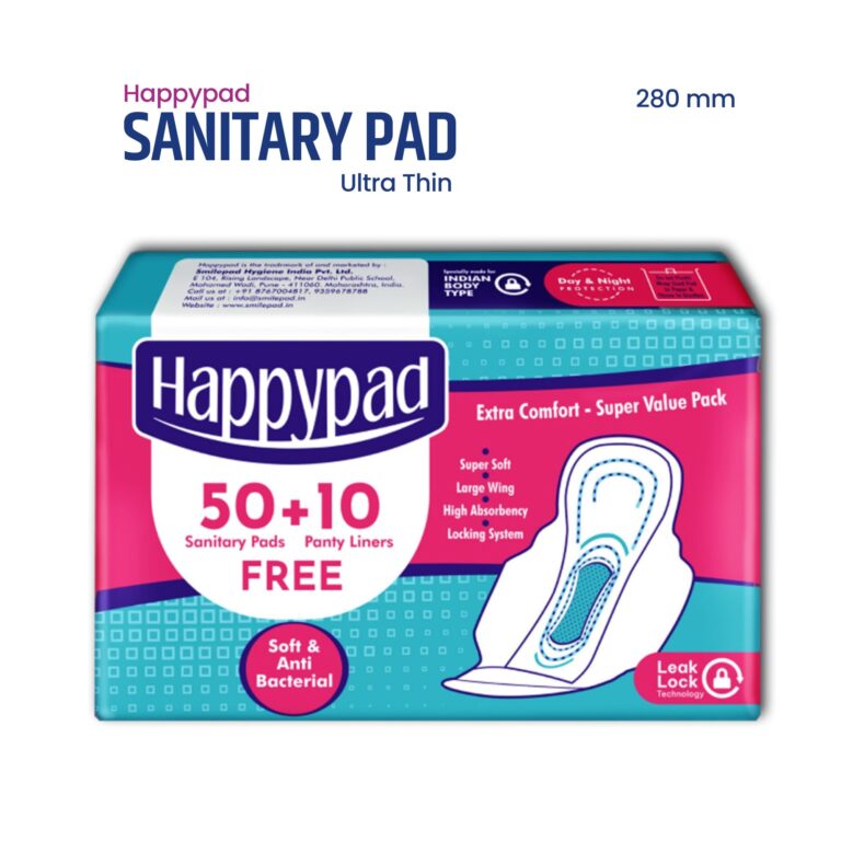 Happypad Ultra thin Cottony Sanitary Pads for Womens 50 XL Pcs + Panty liner 10 Pcs