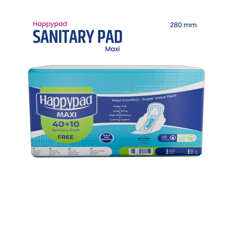 Happypad Maxi, Super Soft Cottony XL 40 Sanitary Pads + Free 10 Daily Use Panty Liners