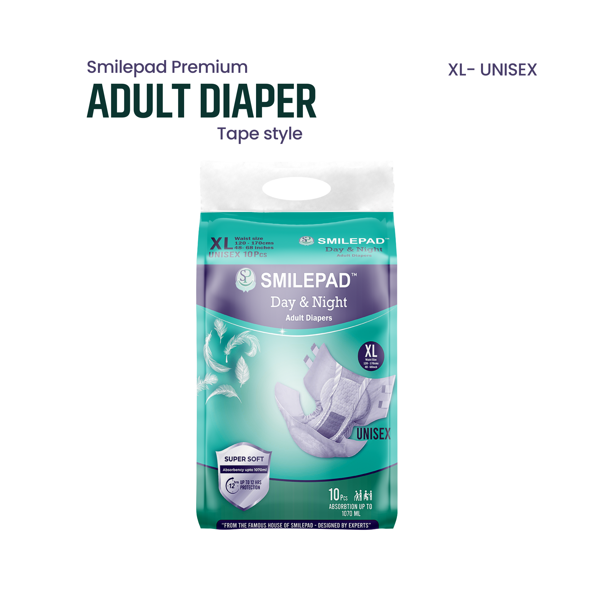 Smilepad Adult Diapers XL Tape Style | Open Style Adult Diapers for Men ...